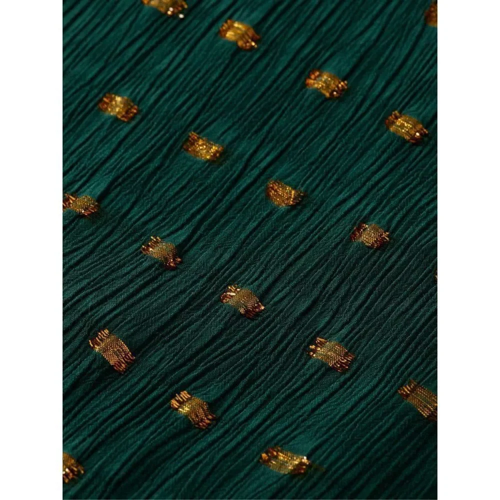 Scotch & Soda Long Sleeved Lurex Jacquard Ruffle Green Dress size M NWT$248 - Picture 5 of 9